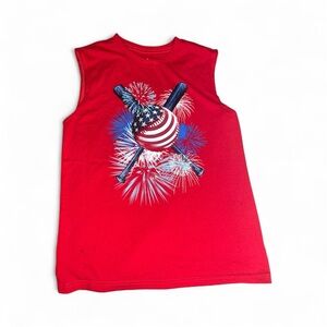 Red Sleeveless Kids Top with Fireworks Design